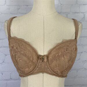 Victorias Secret 32DDD Tan Lace Unlined Demi Bra With Adjustable Straps